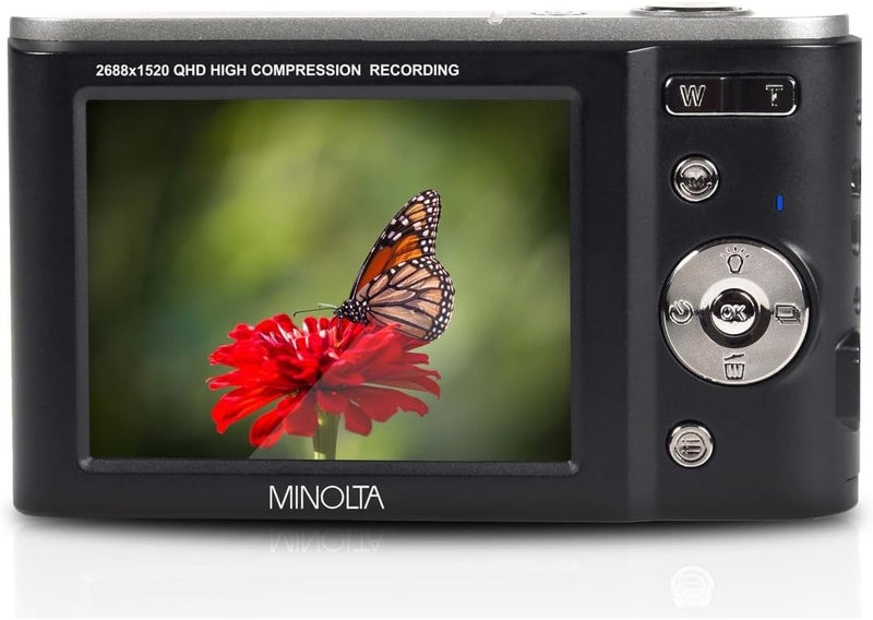 Minolta MND20 44MP Digital Camera – 2.7K Ultra HD Video, 16X Digital Zoom, Anti-Shake Stabilization, Time Lapse, Face Detection, 2.9-inch LCD Display – Lightweight Compact Camera (Black) - Image 4
